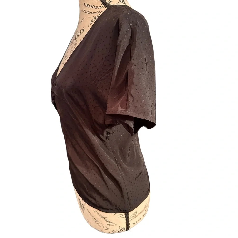 Madewell Ruched V Neck Jacquard Top Minimalist Texture Black Side Zip Size 0 NWT